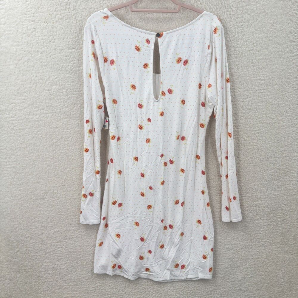 Free People Celia Mini Dress long sleeves Polka dot Floral print Size XL NWT - Picture 2 of 12